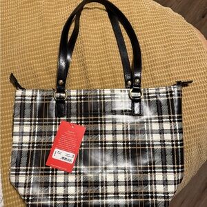 Patricia Nash Black and White Plaid Tote Lindsell Black and white plaid